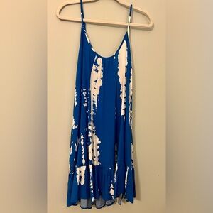 Buenos Ninos Blue and White Tie Dye Spaghetti Strap Slip Dress, Size Large NWT